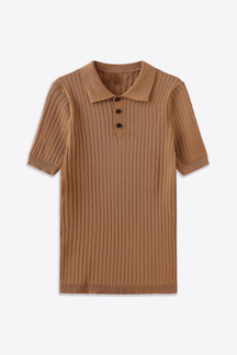 Alessandro Toscani™ Brown / M Garda -  Ribbed Short Sleeve Polo