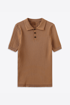 Alessandro Toscani™ Brown / M Garda -  Ribbed Short Sleeve Polo